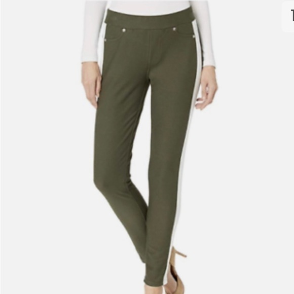 Michael Kors Womens Green and White Stripe Pants Petite Medium NWT Lounge - Picture 1 of 16